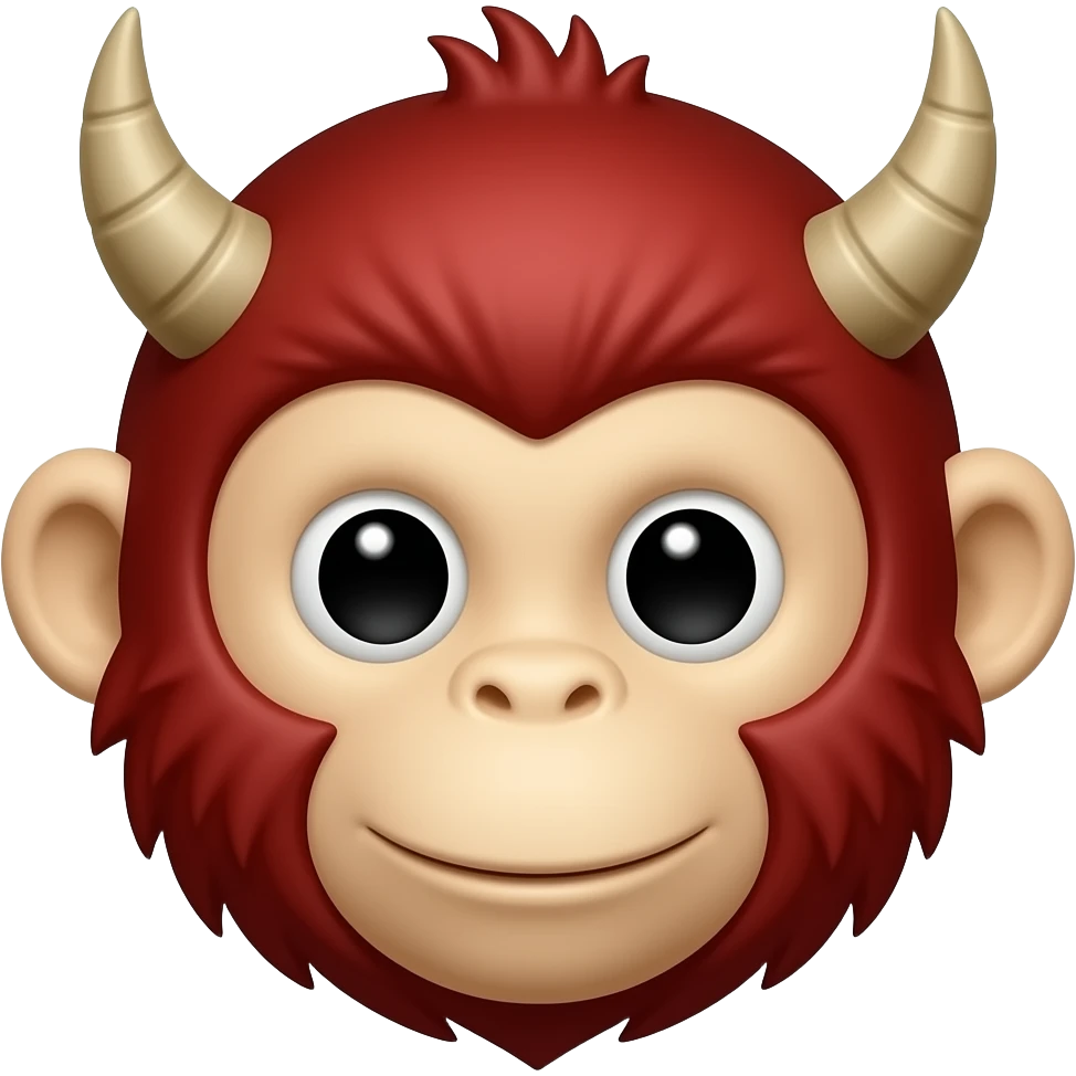 Red monkey with horns, only the head emoji