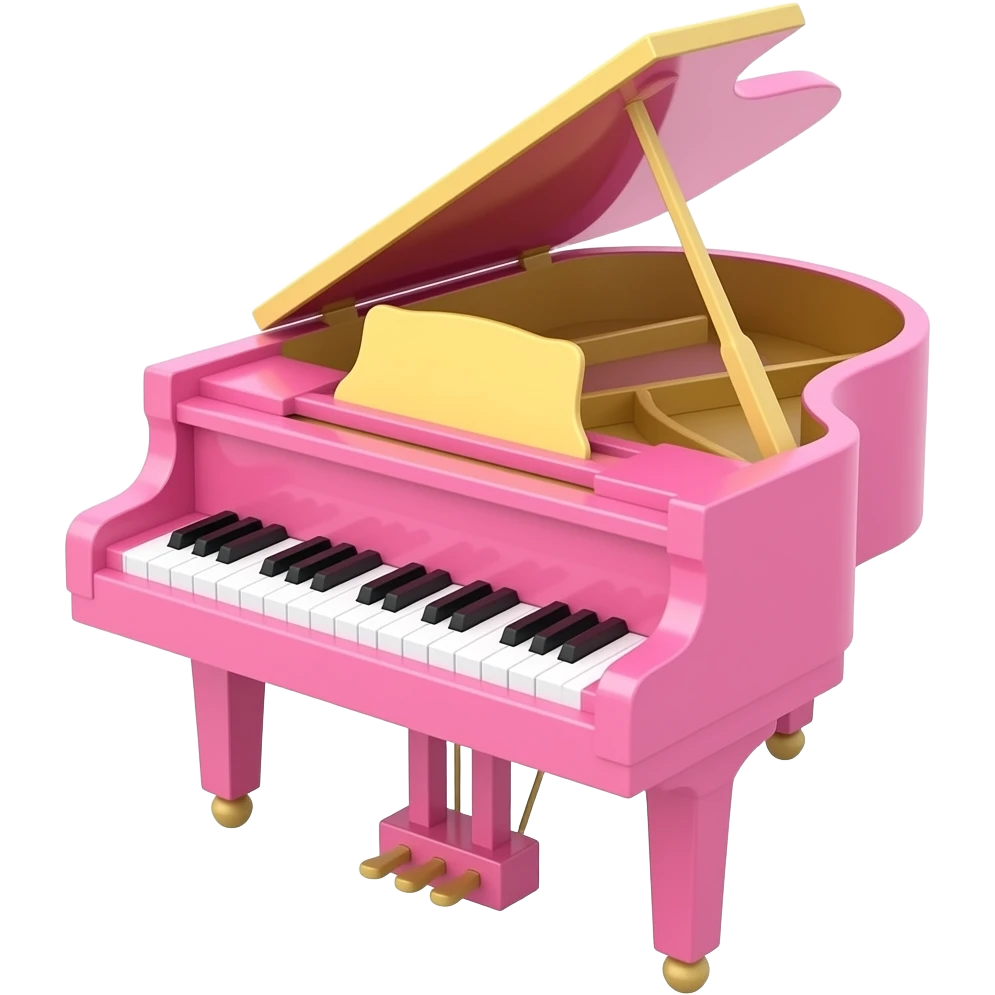 soft pink yellow simple piano , transparent background inspired by barbie colour pallete emoji