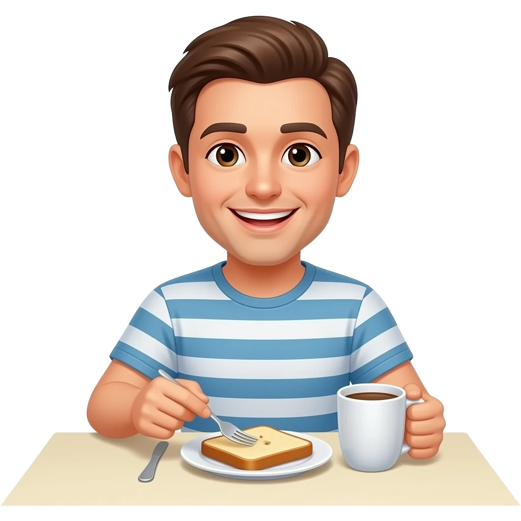 Yellow smiley emoji with good morning breakfast emoji
