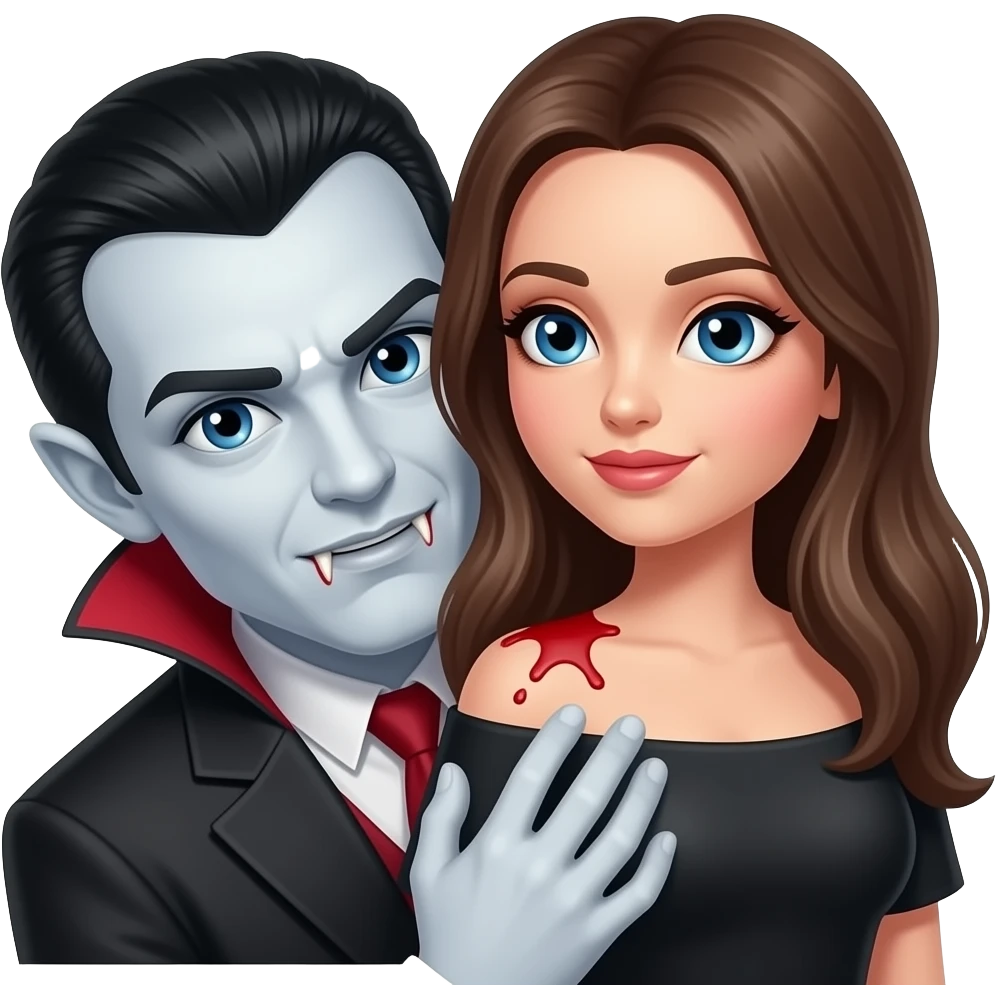 A vampire biting a woman’s shoulder emoji