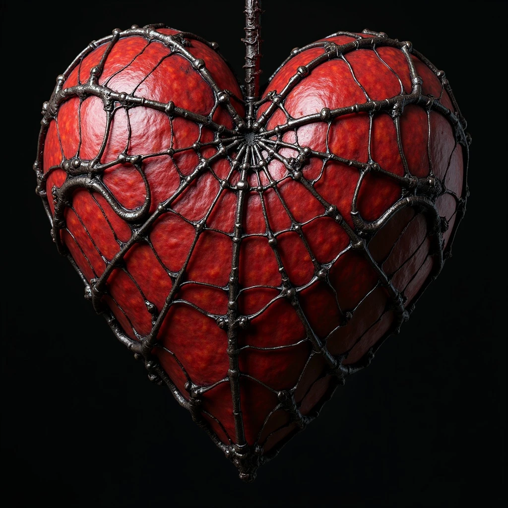 gothic heart with a spiderweb emoji