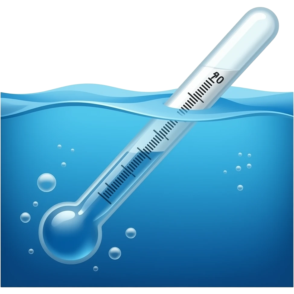mercury Thermometer in ocean, clean professional look, Dark blue HEX: #002137 Sky blue HEX: #7FC7FF Celestial white #FFFFFF emoji