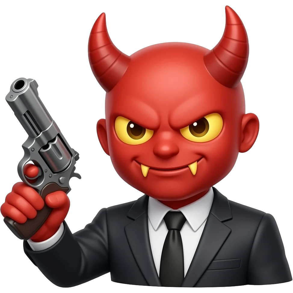 La cara que esa de un diablo con una pistola en la mano pero que no se le vea el cuerpo emoji
