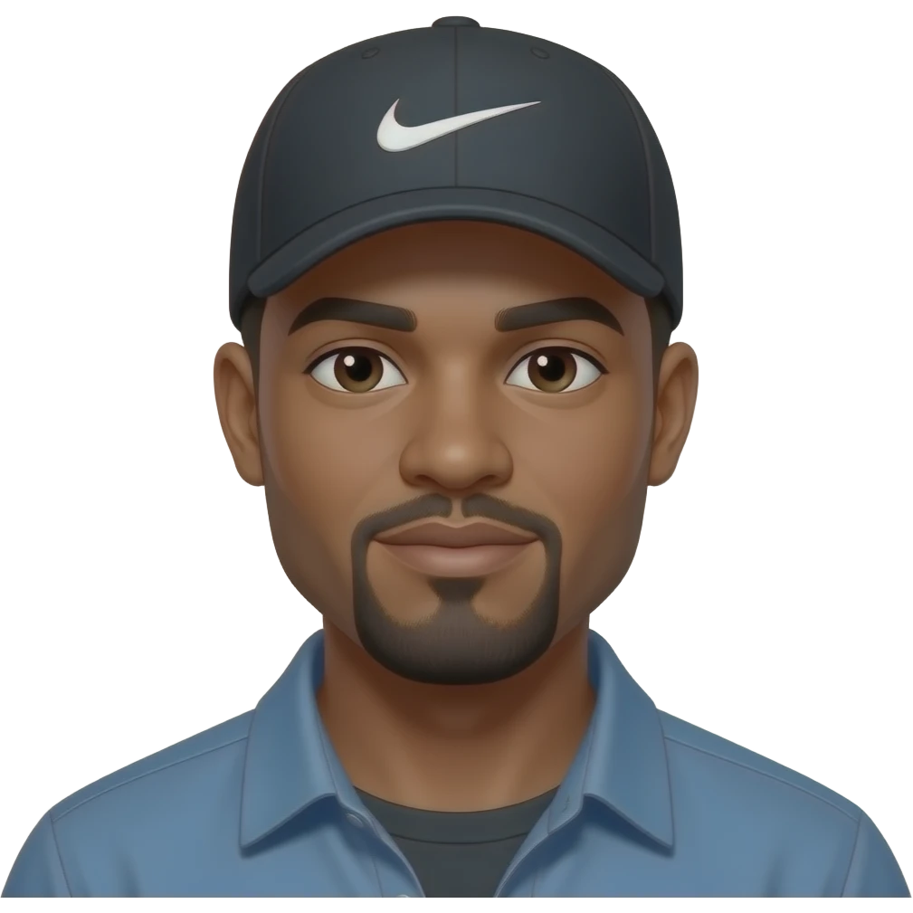 40 year old black man in Nike hat with very little beard emoji