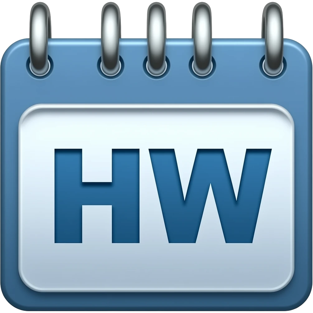 blue calendar with HW as the title emoji