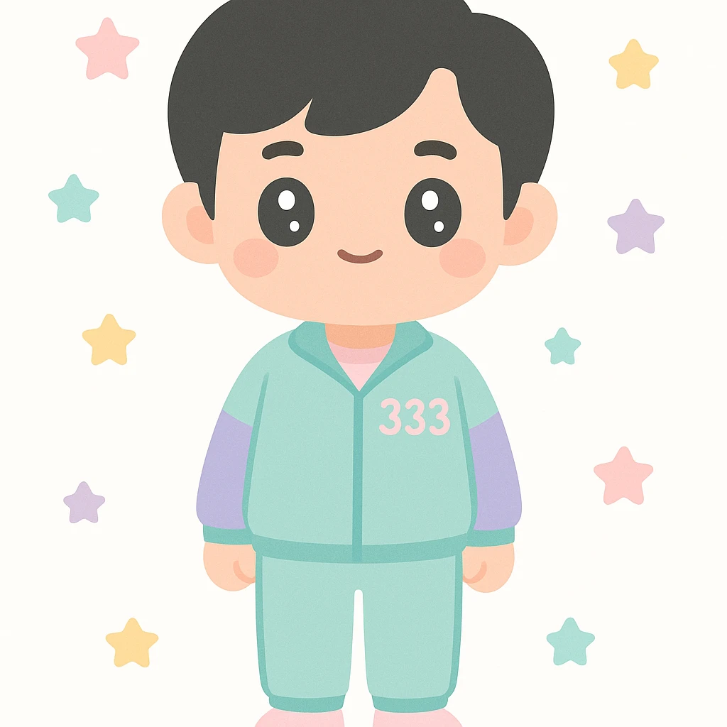 Player 333 From Squid Games full height, male, black hair emoji