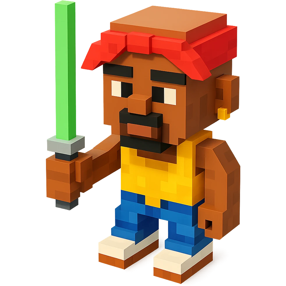 репер 2Pac с джедайским мечем, no background  emoji