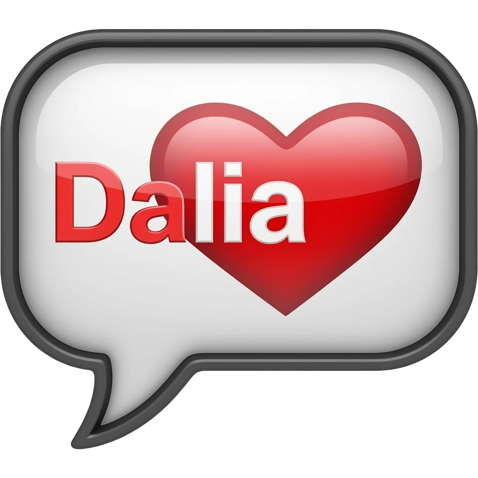 Dialog text box design saying Dalia ❤️ red version emoji