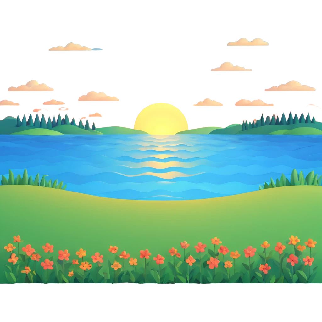 lakeside sunset horizon blue emoji