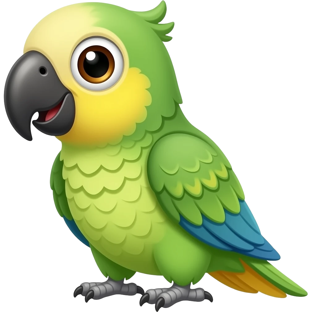 This image appears to be a digital illustration خf a cute green parrot emoji