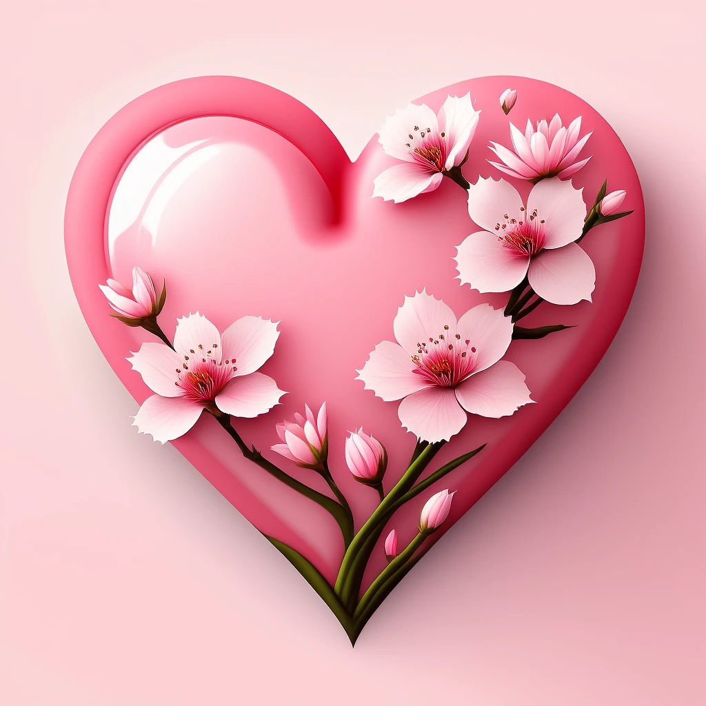 sakura blossom heart, no background emoji