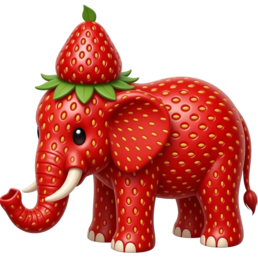 Make a elephant made out of remove the strawberry on its head strawberries with a strawberry hat emoji