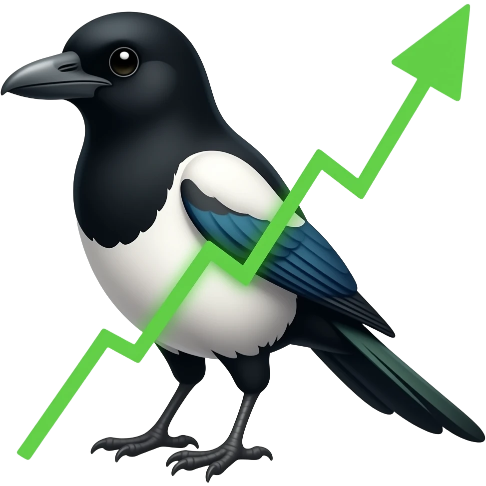 magpie investing in the stock market emoji
