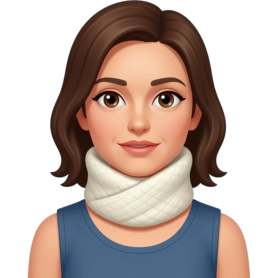 a woman wearing a neck brace for whip lash emoji