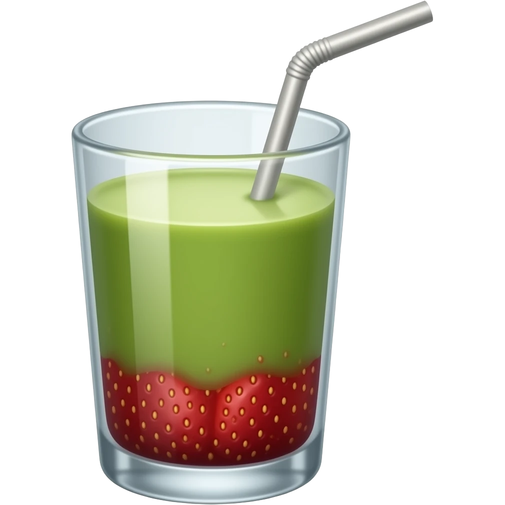 strawberry layer then matcha layer in a glass cup and remove the strawbberry from top and add a straw make the strawberry layer darker emoji