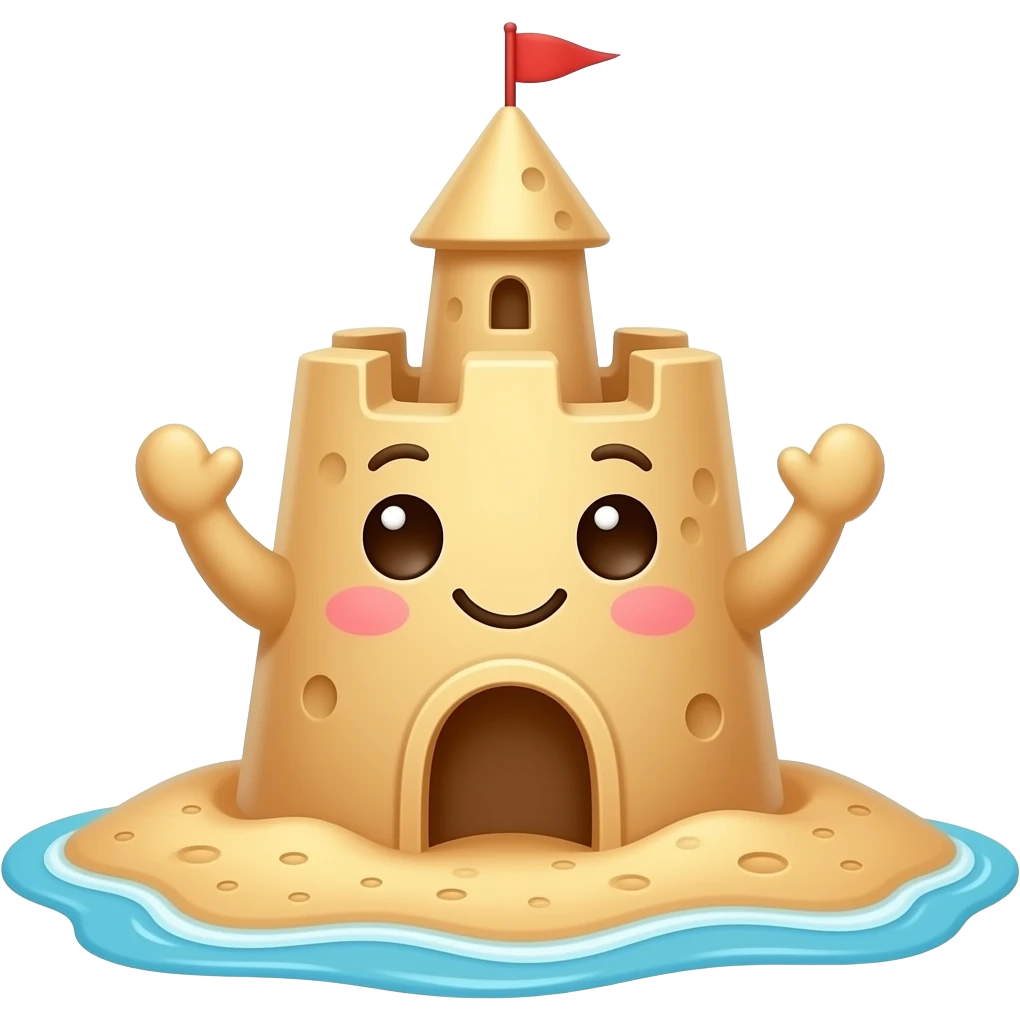 kawaii sandcastle happy dance cute smiley holiday emoji