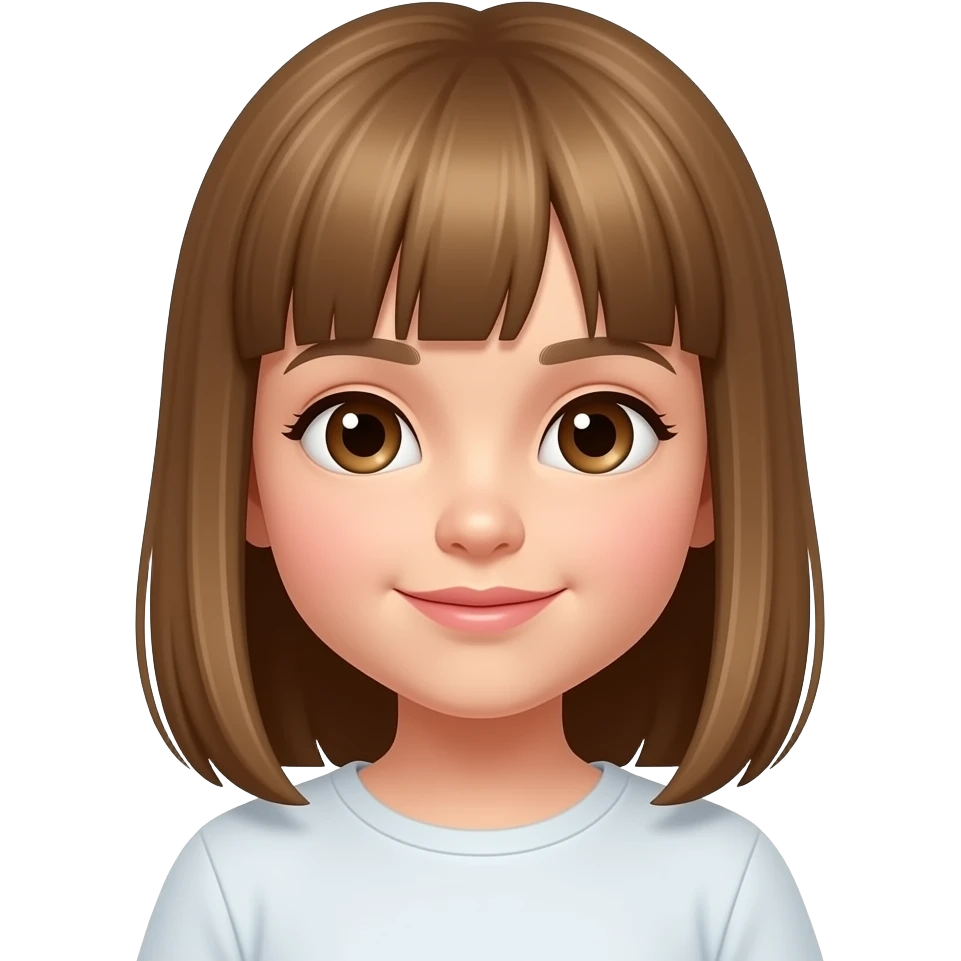 Niña pequeña castaño claro liso y ojos marrones emoji