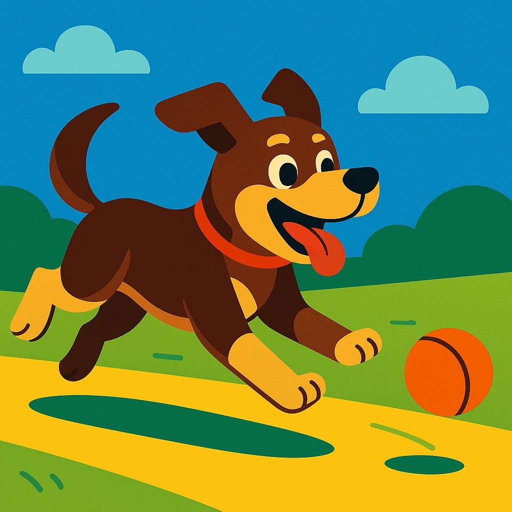 happy dog running after ball emoji