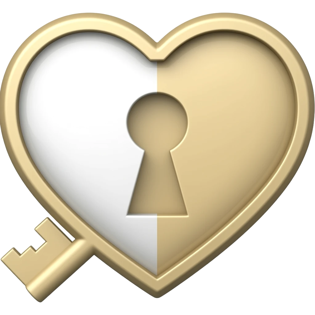 beige heart key open emoji