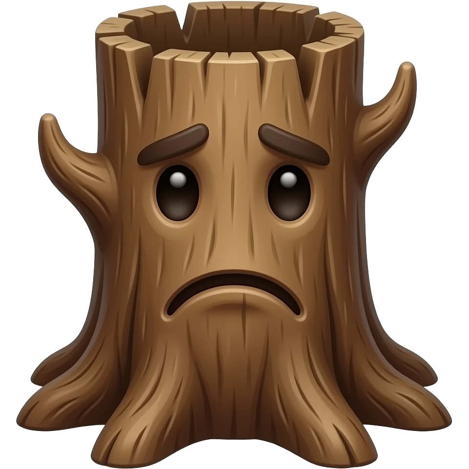 a confused tree trunk emoji
