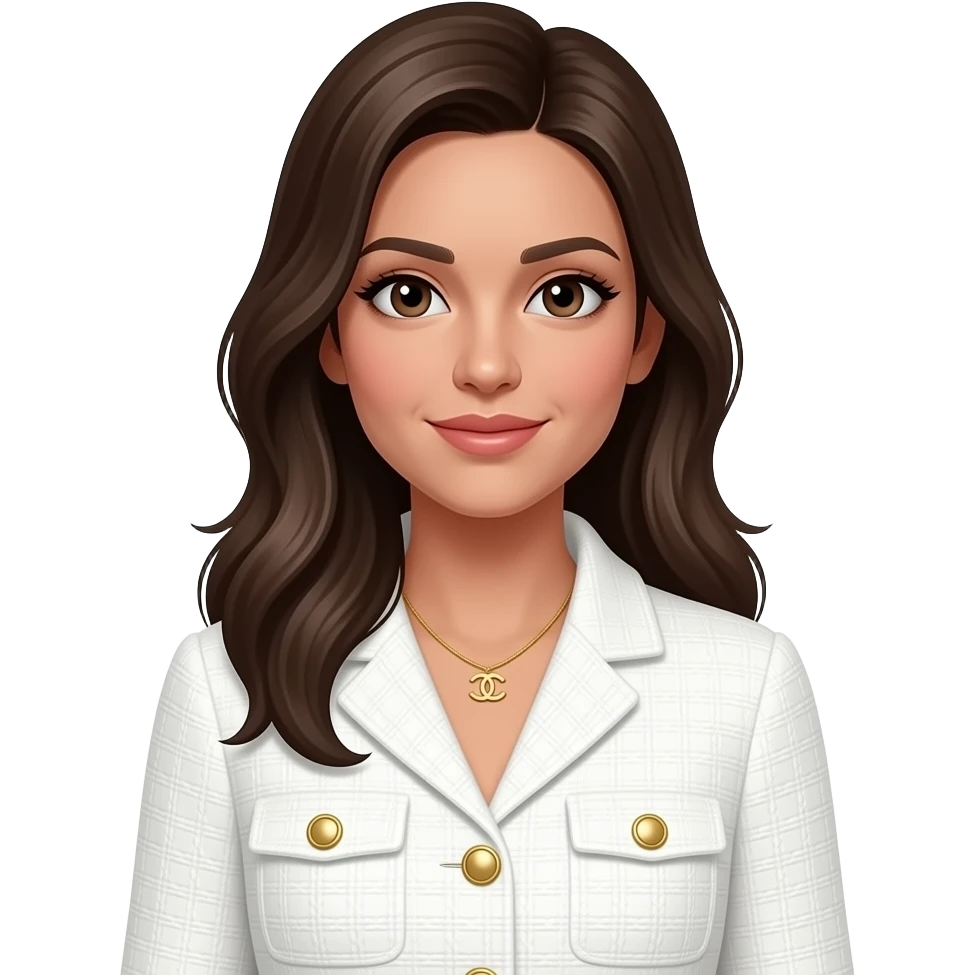 Chanel white outfit with gold buttons emoji