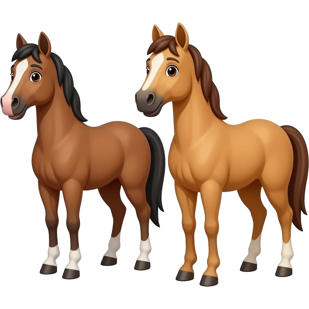 Cartoon 2d two horses emoji