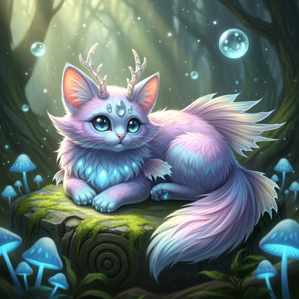 make a hyper realistic cute cat like mythical creature emoji