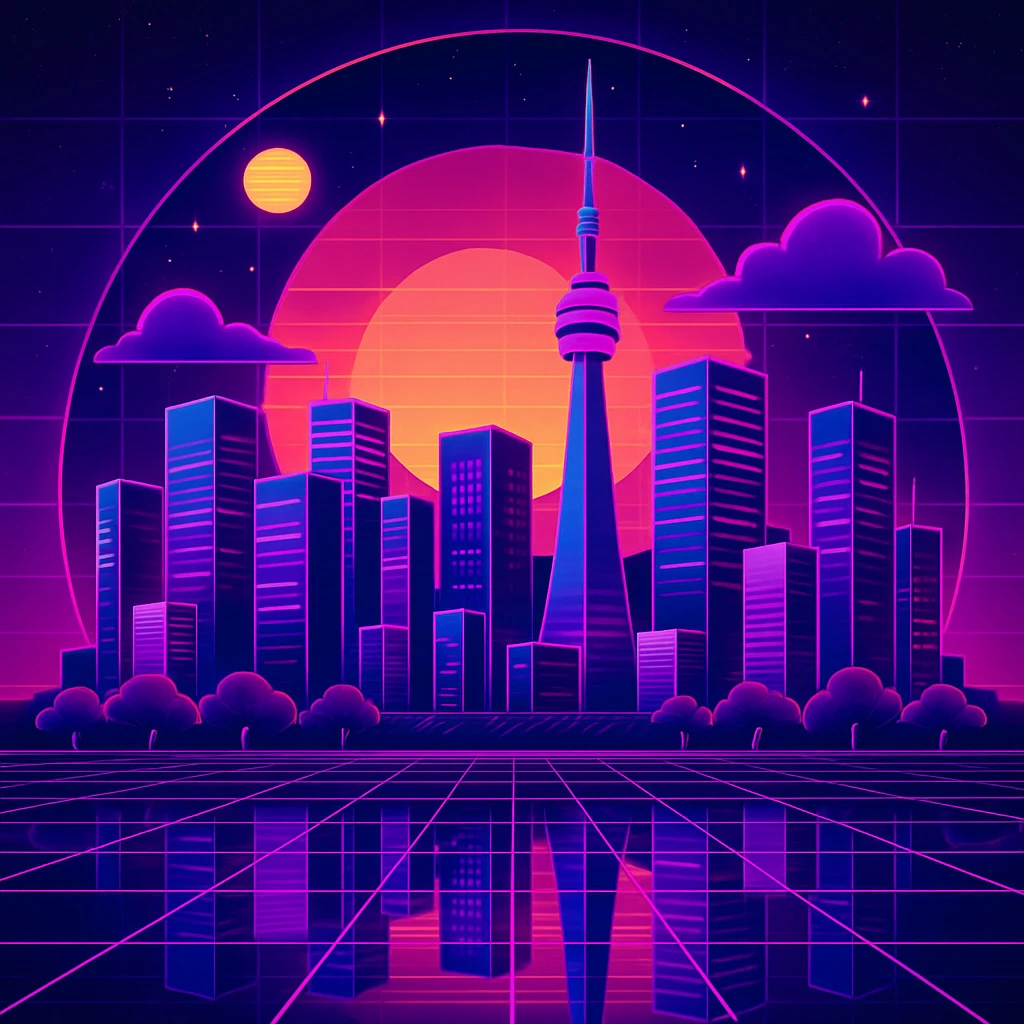 Create a retro 80's tron feel to this image  emoji