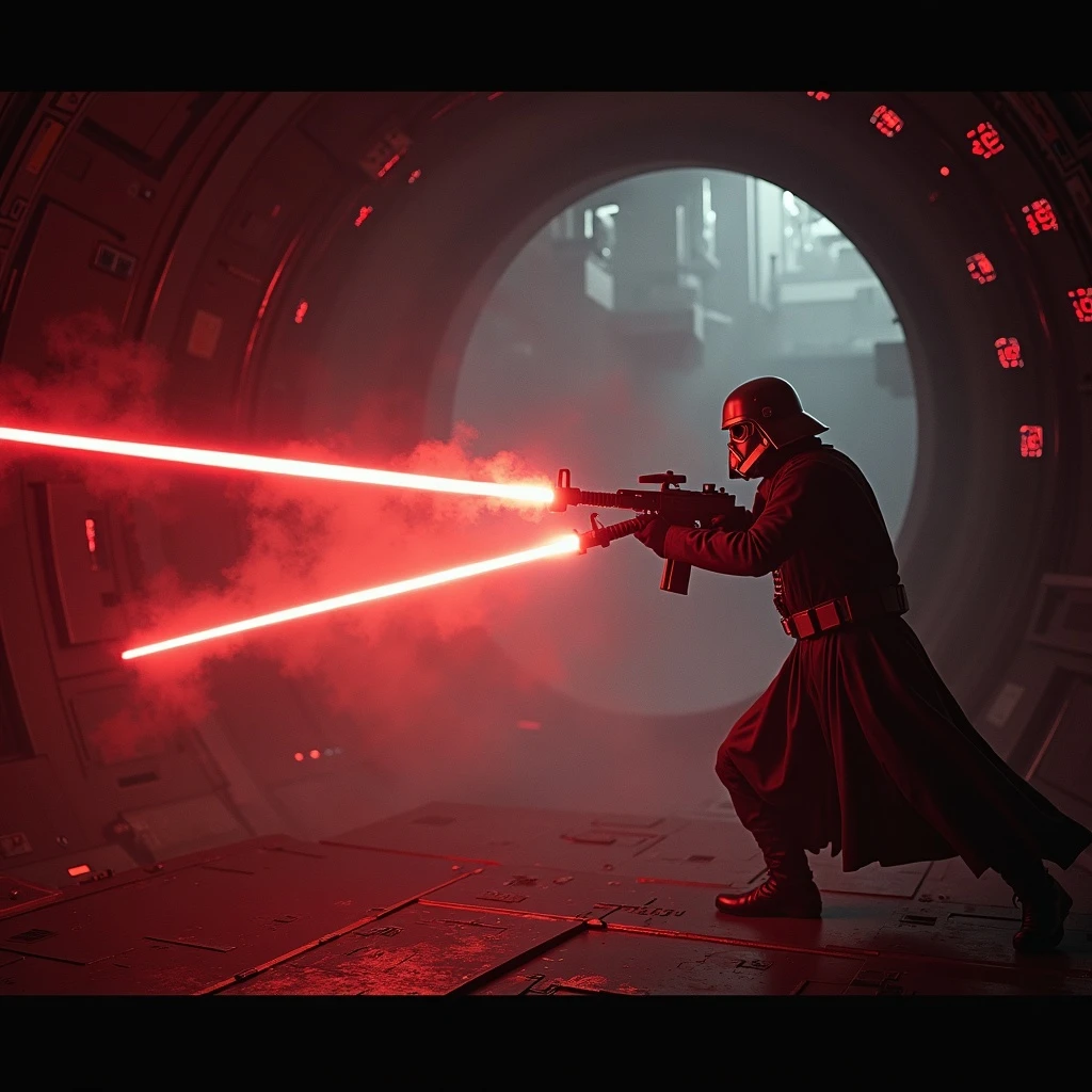 BLASTER FIRE ZIPPING EVERYWHERE, SMOKE,  STAR WARS, SHOOTOUT, INSIDE THE DEATH STAR - BACKGROUND emoji