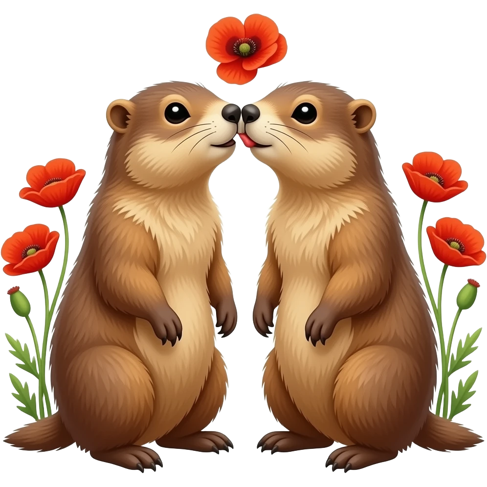 2 marmottes avec bisous et muguets emoji
