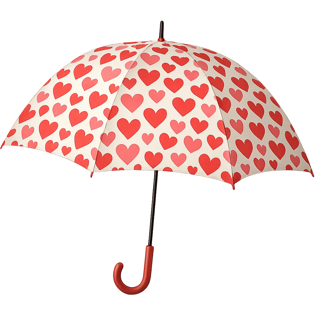 love-themed umbrella with heart patterns emoji