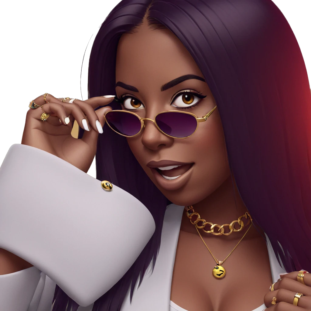 girl with sunglasses and jewelry emoji