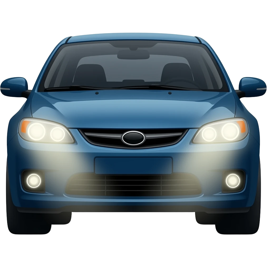 A cinematic car light beam shinning a beam through darkness of the night emoji