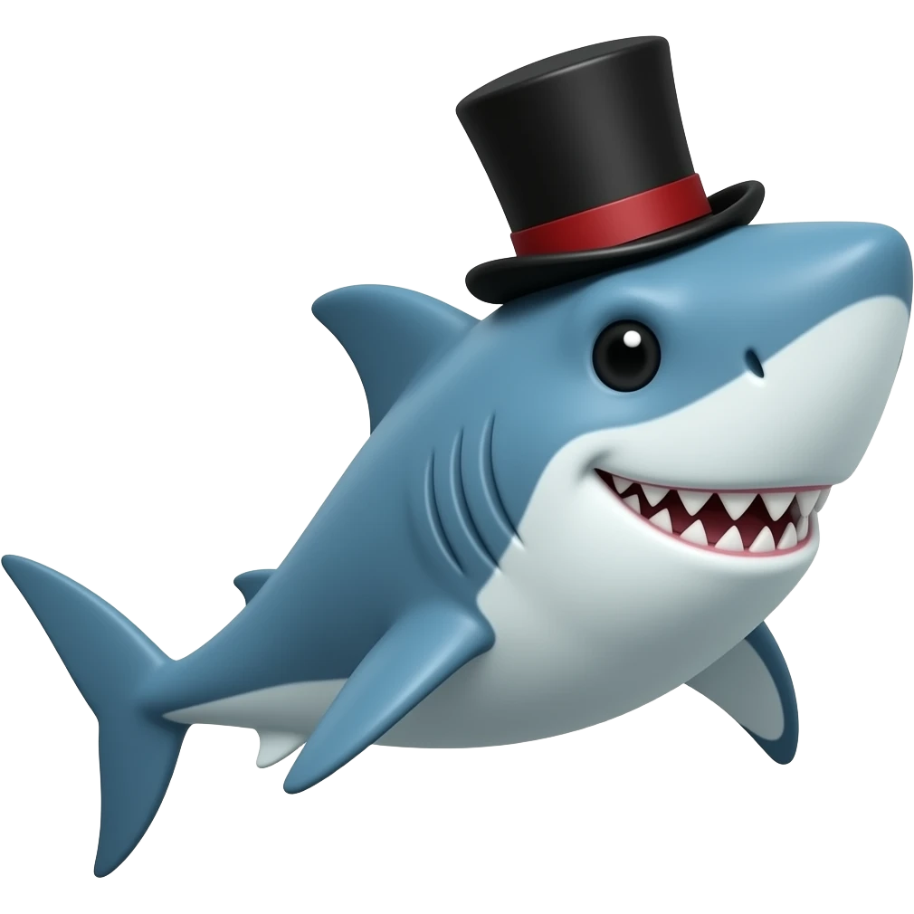 Shark with a top hat emoji