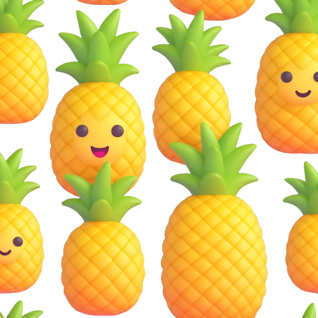 sweet and vivid pineapple icon, 3D emoji style emoji