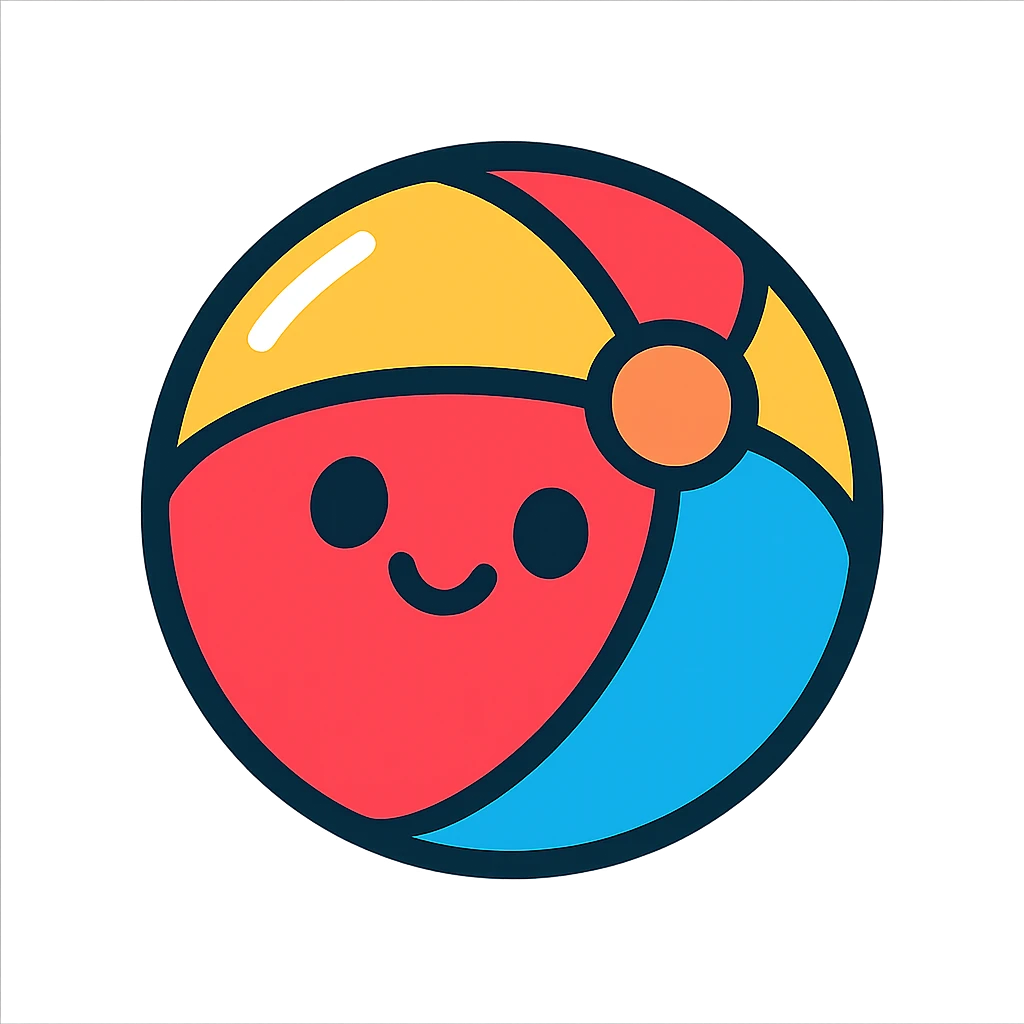 cute cartoon ball icon, rounded shapes, friendly appearance, glossy highlight, modern icon style emoji