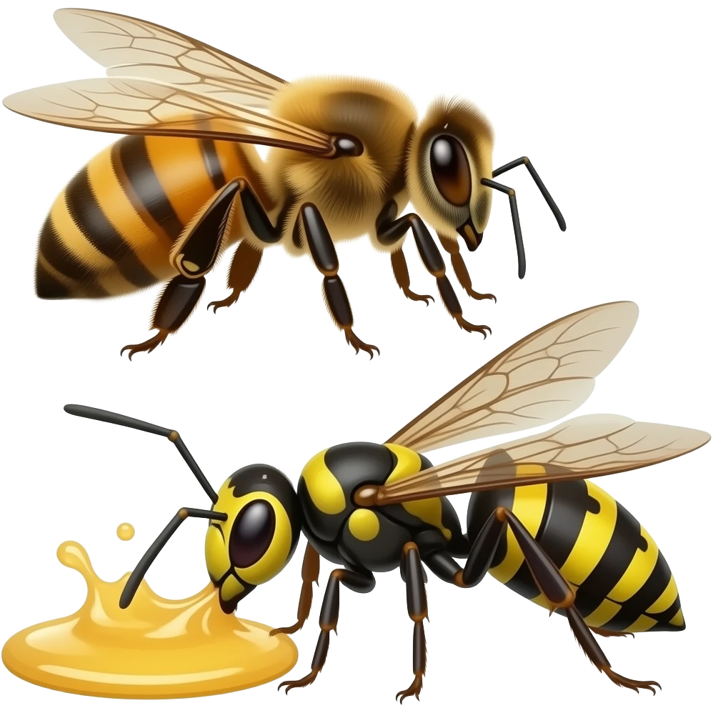 Male bee and male wasp and male Ant eating honey emoji