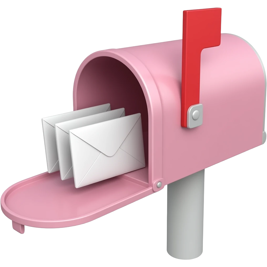 light pale pink mailbox with envelopes emoji