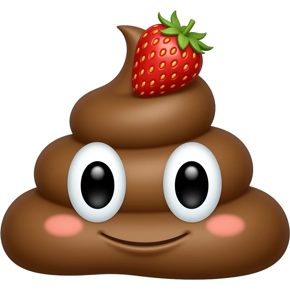 Poop emoji with a strawberry on top of it emoji