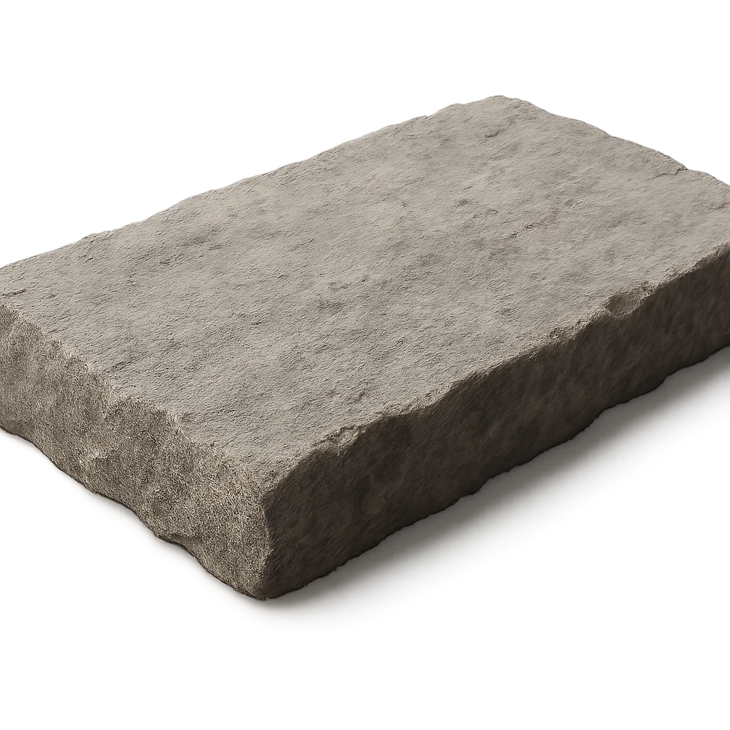 a rectangular piece of stone with rough, uneven edges, realistic texture, no background emoji