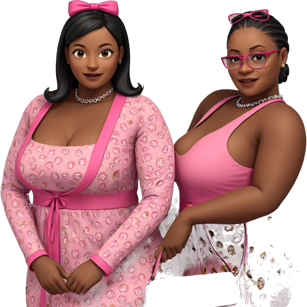 sisterly fashion in pink dresses emoji