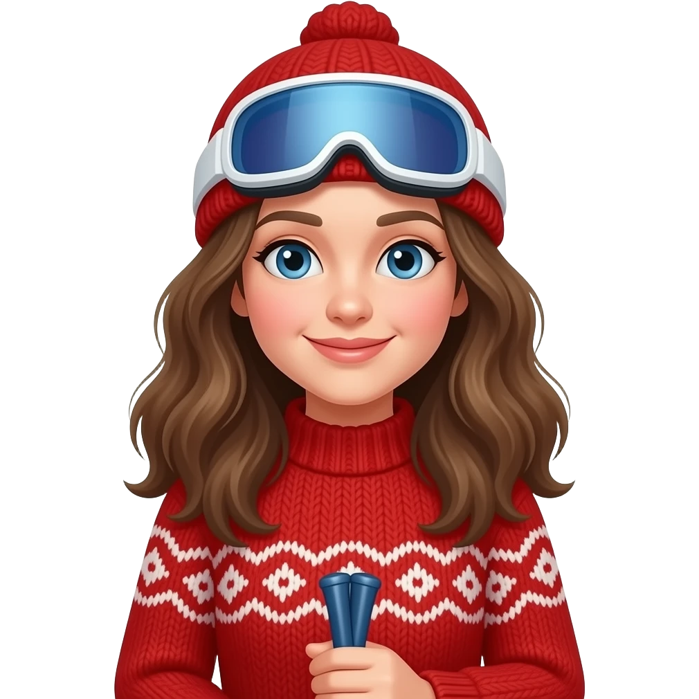 ragazza maglia rossa e sci emoji