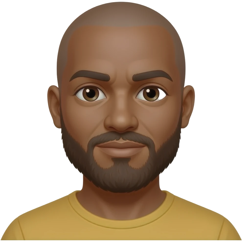 Hairless brown skin man with beard emoji