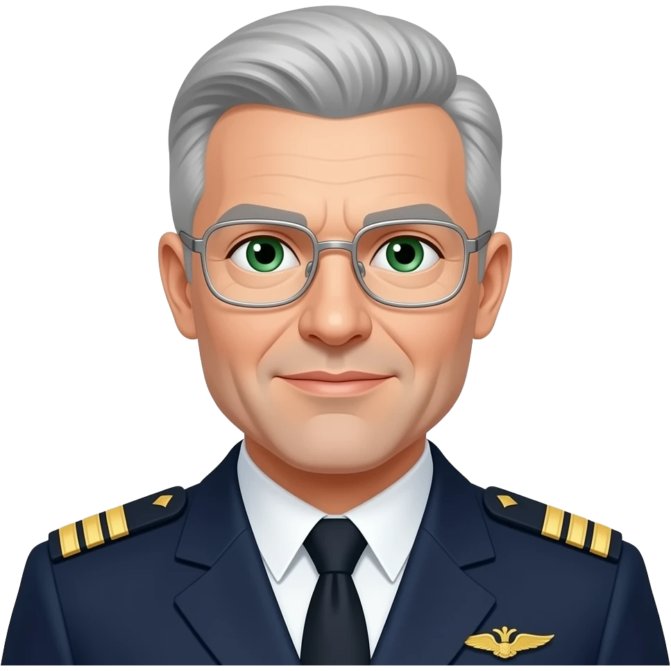 Naval officer, Grey hair, green eyes with eye glasses. emoji