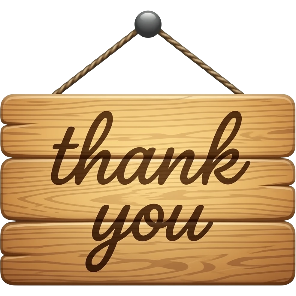 a sign with written "thank you" emoji