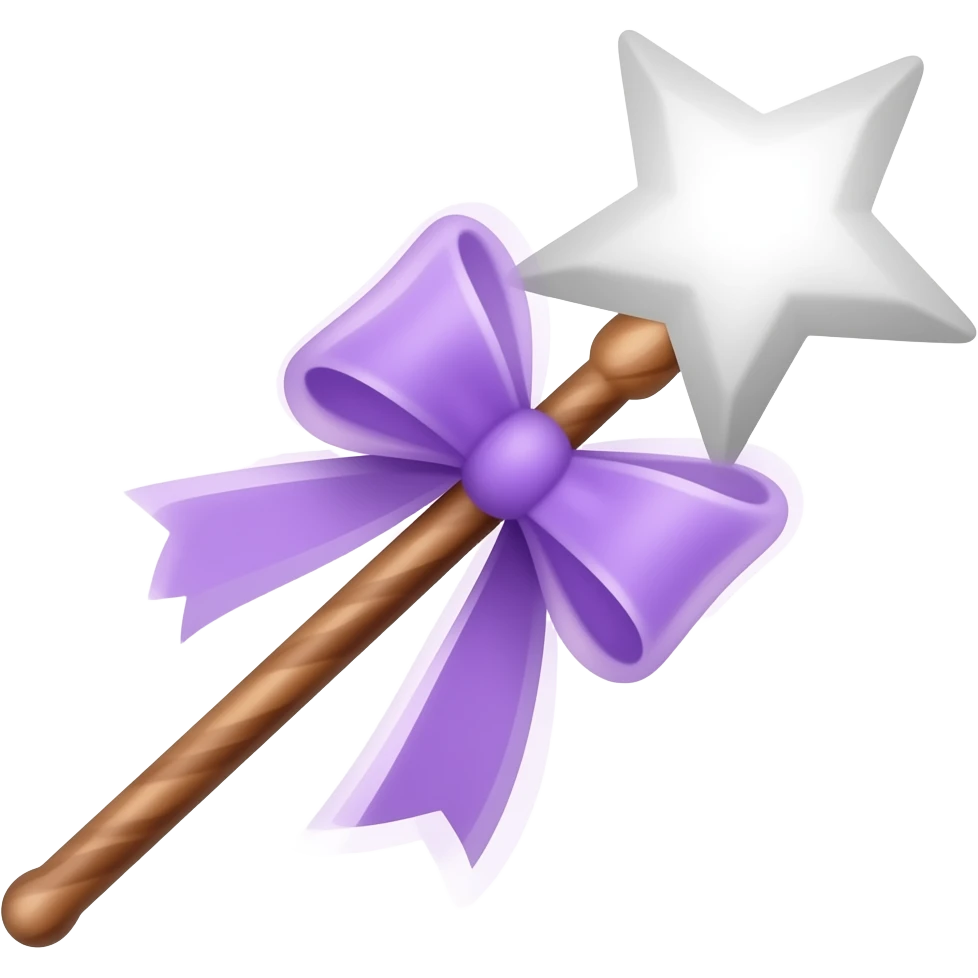 Purple ribboned magic wand emoji