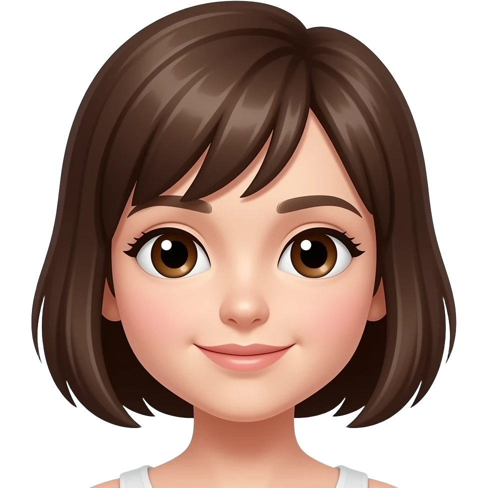 Avatar de chica de pelo castaño corto ojos cafés oscuros emoji