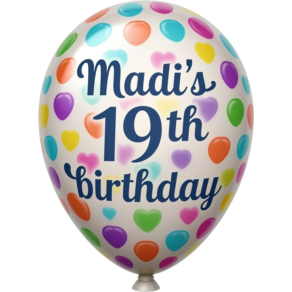 Madi's 19th birthday printed on balloon emoji