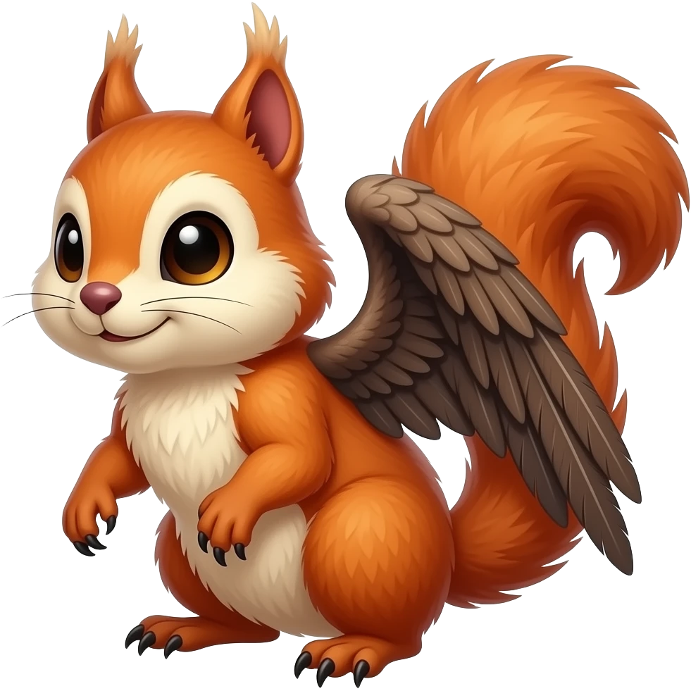Cute chipmunk-sparrow-Fakemon-gryphon-hybrid-creature emoji
