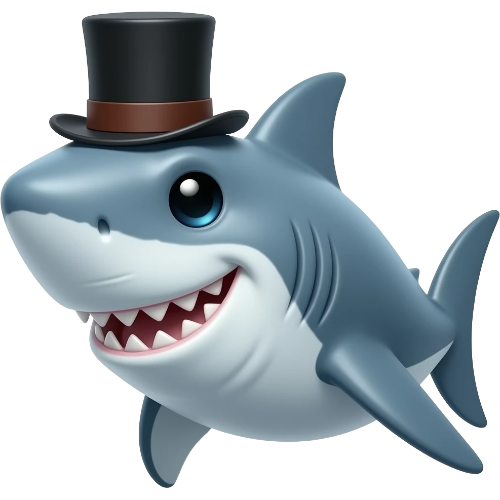 Shark with a top hat emoji